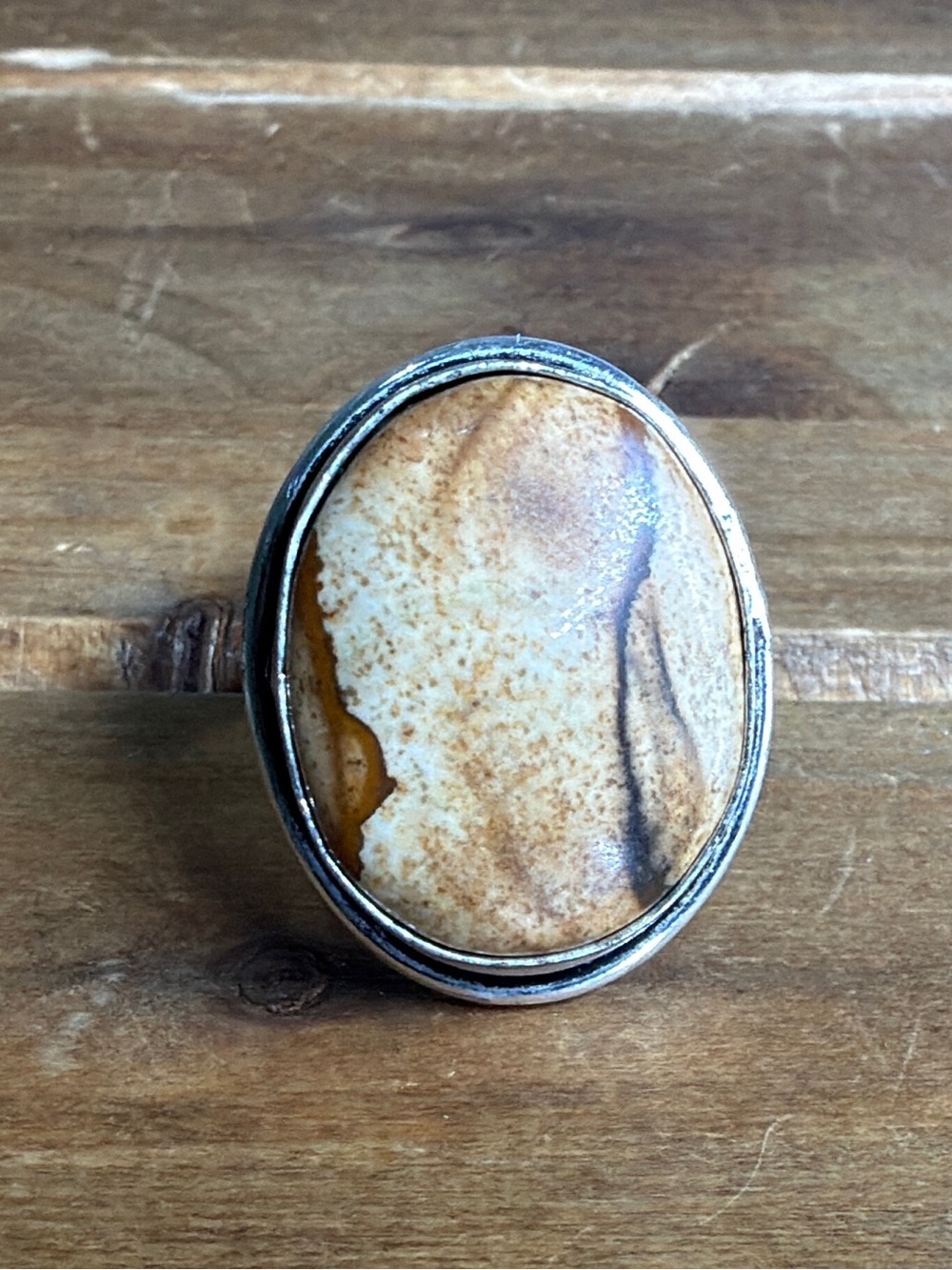 Vintage Style Boho Women Jewelry Ring Size 8.5 Picture Jasper Silver 925 Overlay